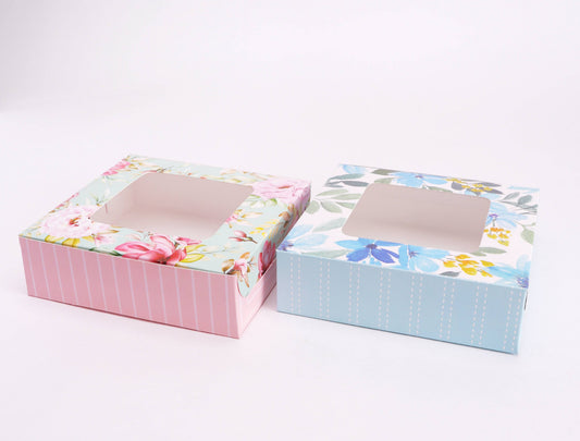 4 Brownie Printed Floral Striped Box for Cake